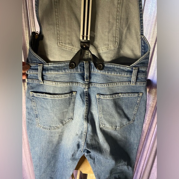 FRAME DENIM Straight Leg Distressed Suspenders Overalls ROADIES Blue - Picture 14 of 16